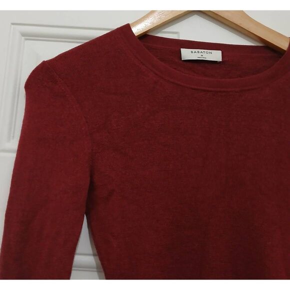 Babaton aritzia womens medium maroon burgundy soft fine merino wool fitted sweat - Picture 3 of 8